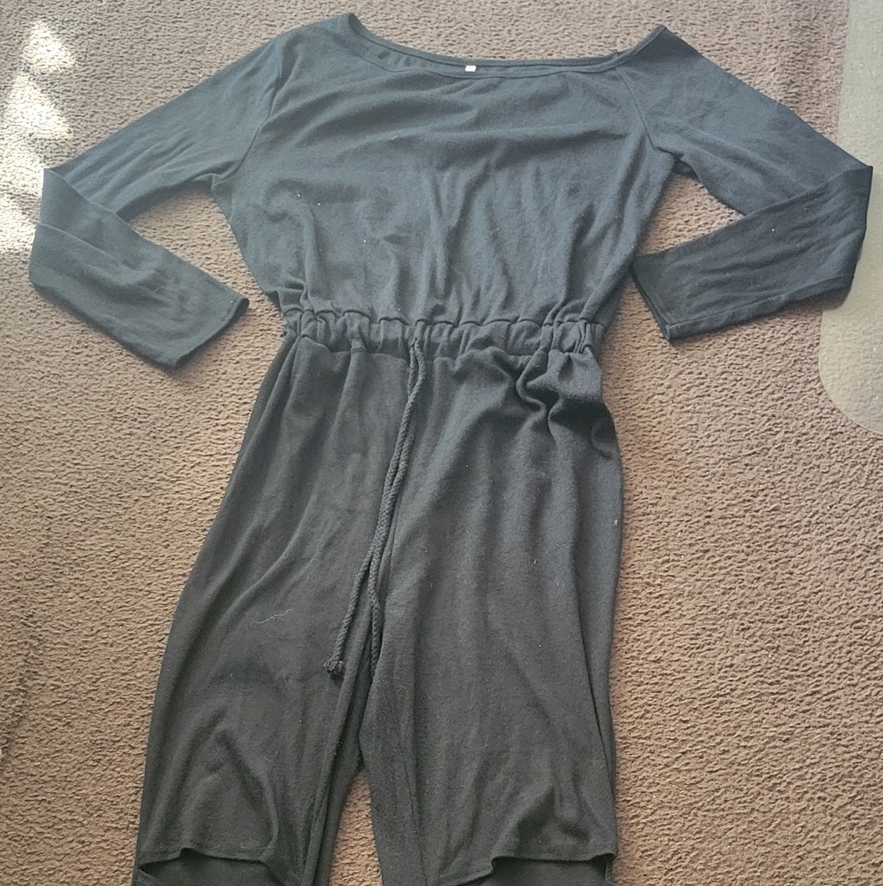 Black Ripped Knee Style Jumpsuit
